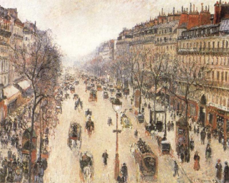 Camille Pissarro The Boulevard Montmartte on a Cloudy Morning France oil painting art